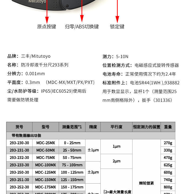 三丰Mitutoyo数显千分尺293-232-30