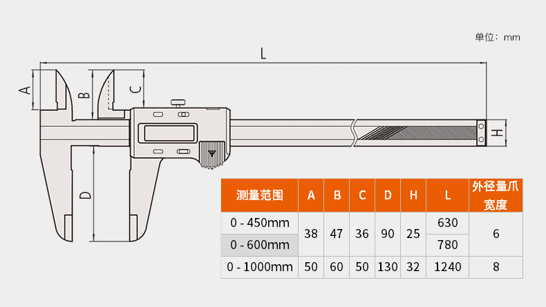 Mitutoyo三丰大量程数显卡尺 0-1000mm